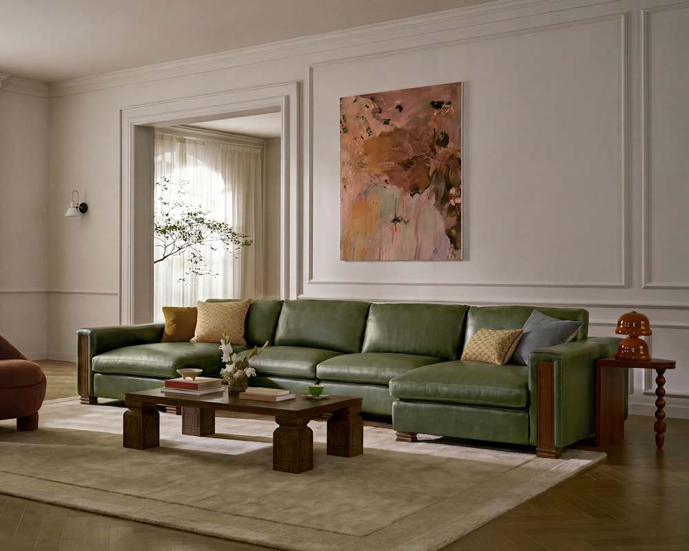 Kagan-Leather-4-Piece-U-Shape-Sectional-Sofa-Moss-With-Rumi-Chair-Caramel-Set_1